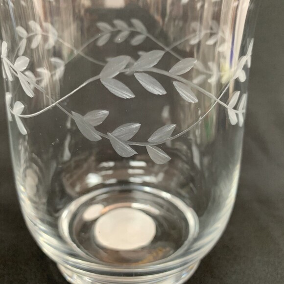 Elements Candle Holders Clear Glass Etched Leaves 5 7/8" High - Picture 5 of 9